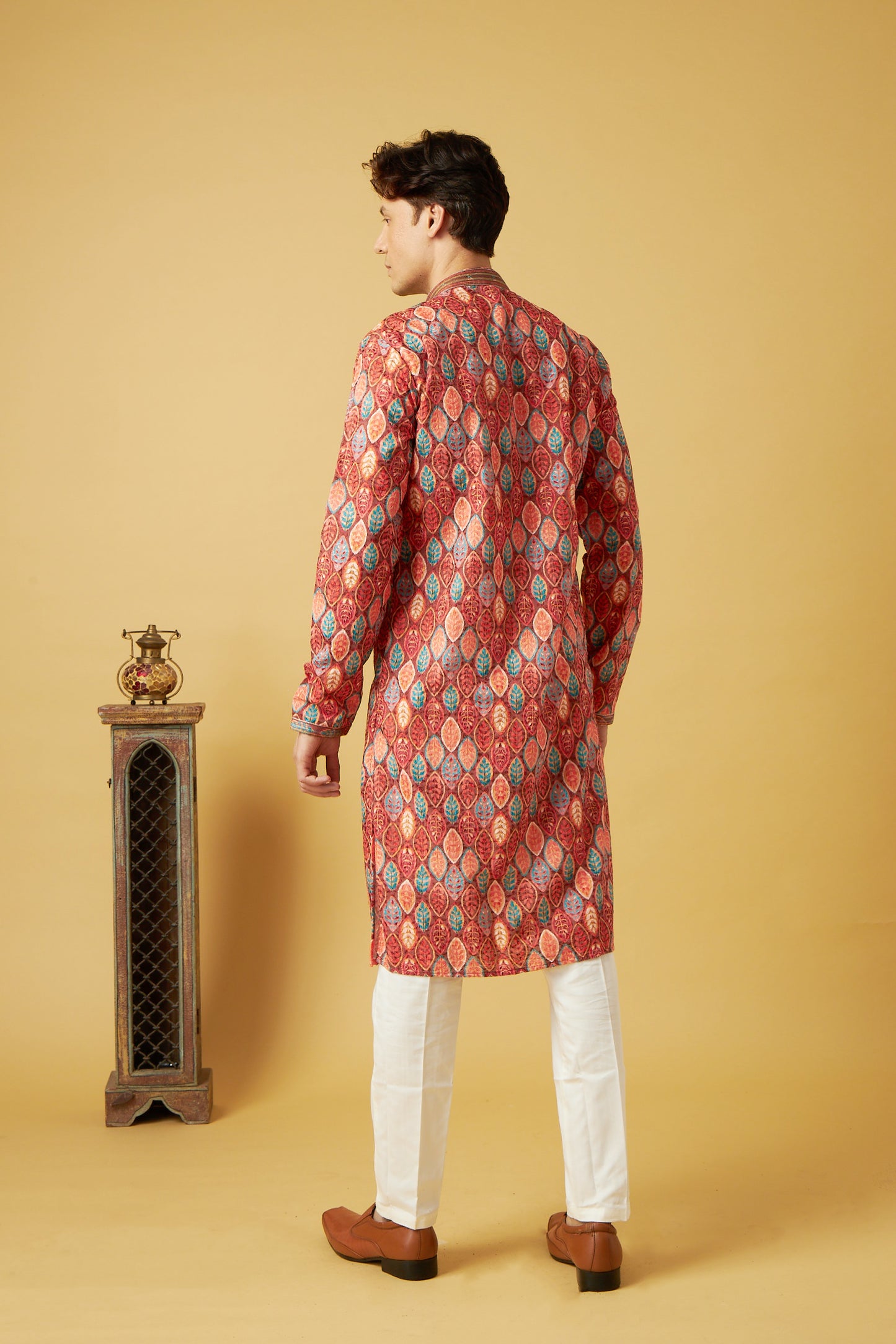Red Leaf Print Kurta