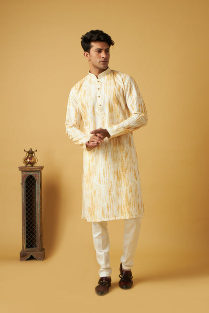 White Floral Design Kurta