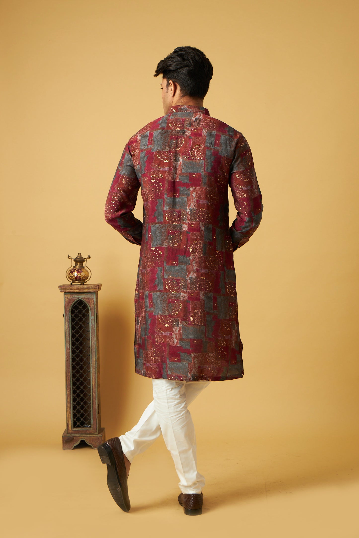 Maroon Floral Print Kurta