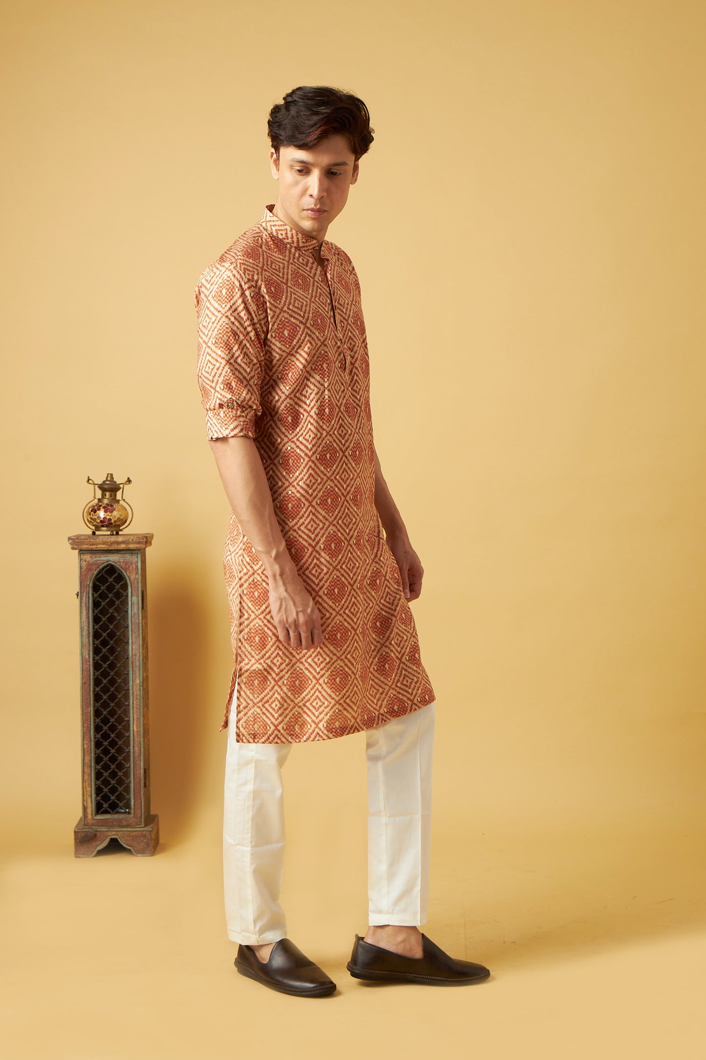Badge Design Printed Kurta for Men