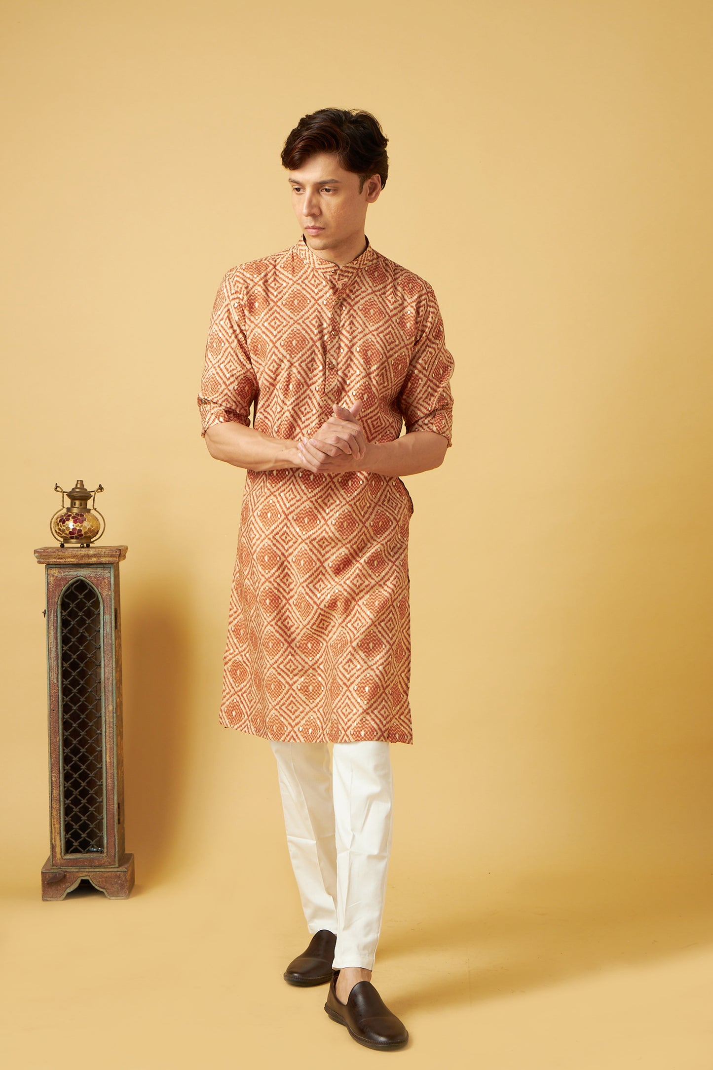 Badge Design Printed Kurta for Men