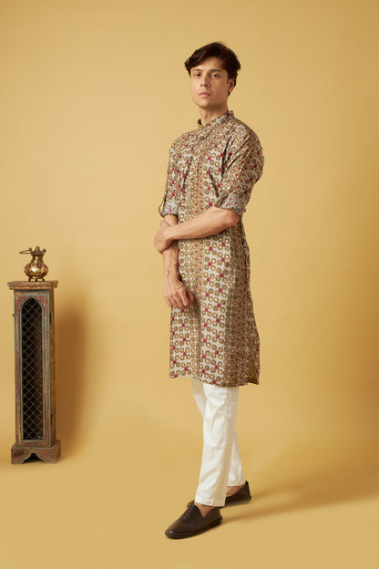 Brown Kurta Set With Unique Design Print