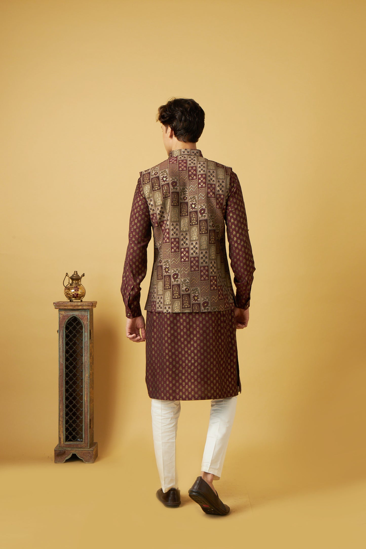 Elegant Brown Jacket Kurta Set